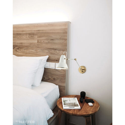 Buzz Wall Sconce Wall Light in Aged Gold Brass and White