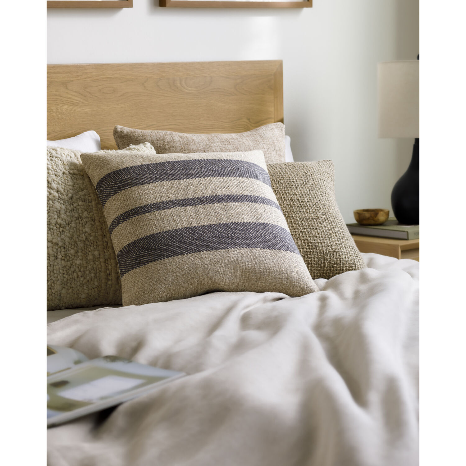 Mobley 22 X 22 inch Light Beige / Charcoal Accent Pillow