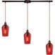 Hammered Glass Linear Mini Pendant Ceiling Light in Hammered Red Glass