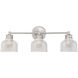 Transitional 3 Light 24.25 inch Brushed Nickel Bathroom Vanity Light Wall Light