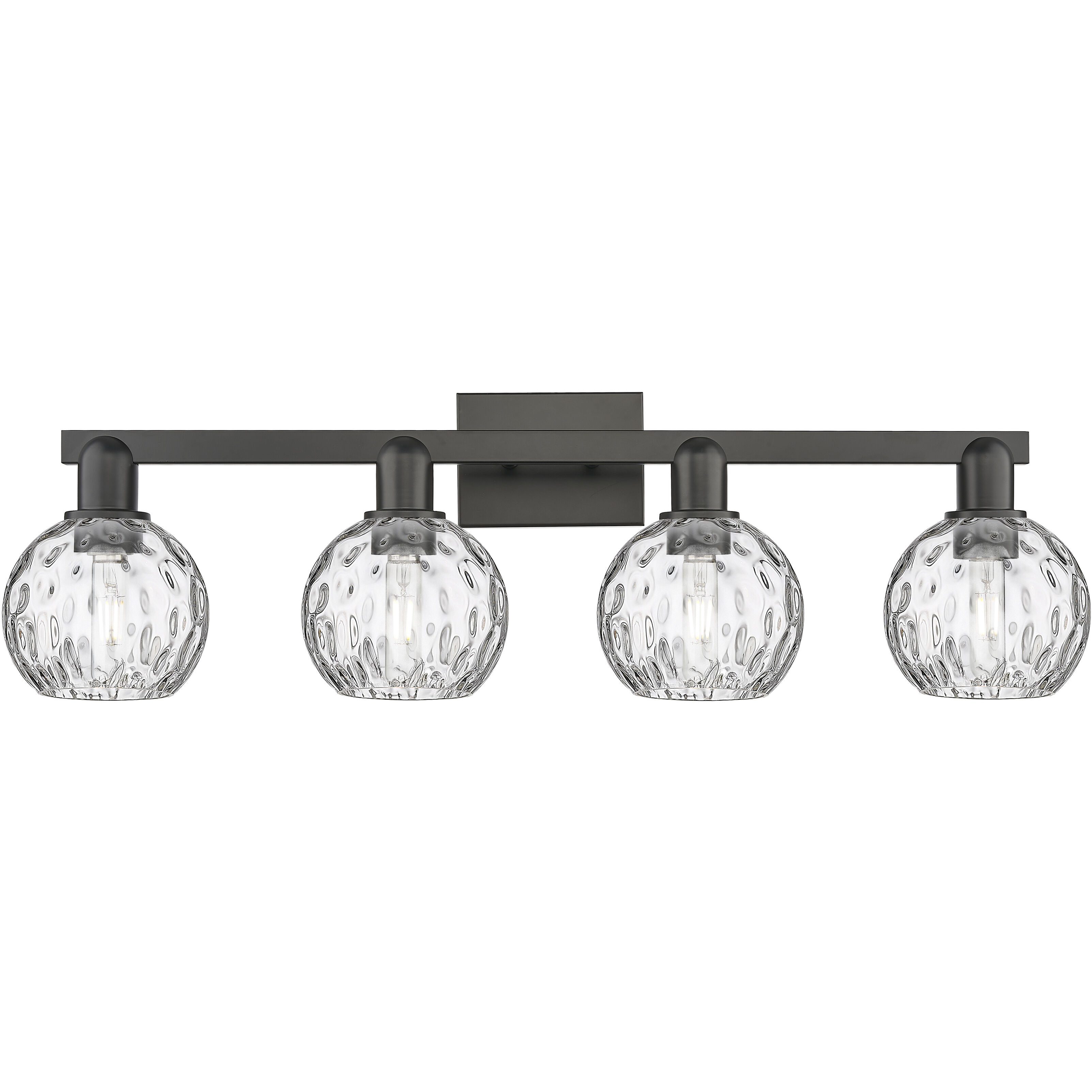 Arcadia Athens Water Glass 4 Light 33 inch Matte Black Bath Vanity Light Wall Light