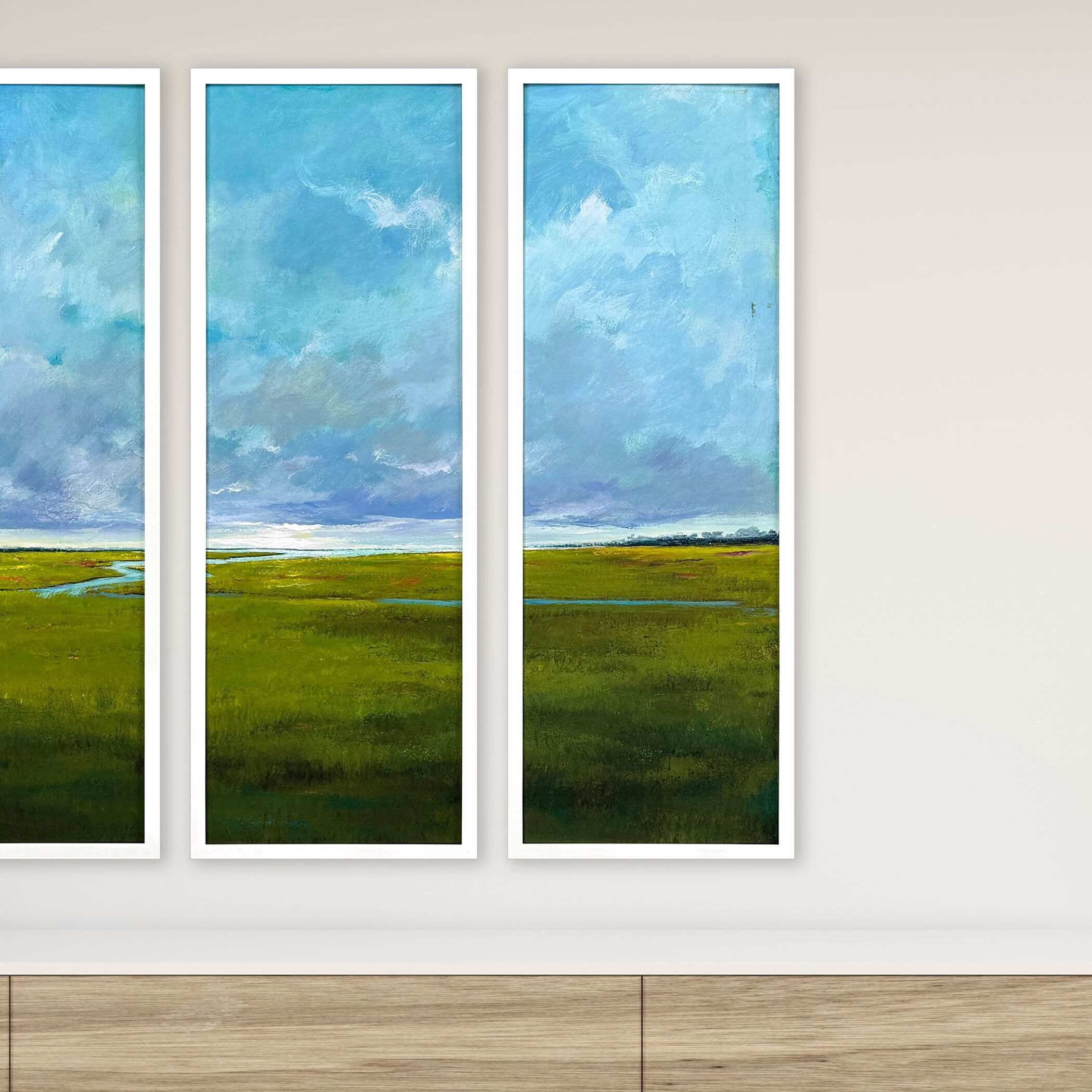 Settle into Dusk Green and Blue and Turquoise Framed Art