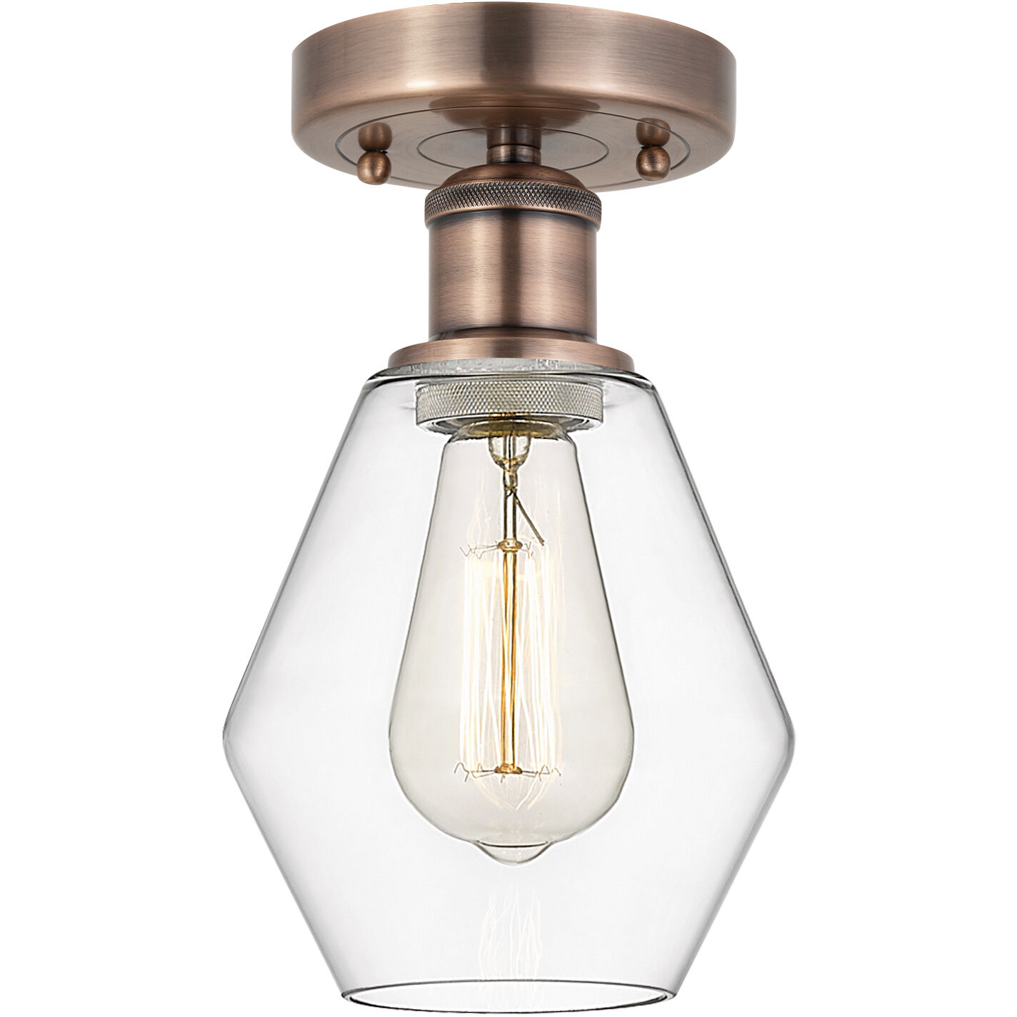 Cindyrella 1 Light 6 inch Antique Copper Semi-Flush Mount Ceiling Light