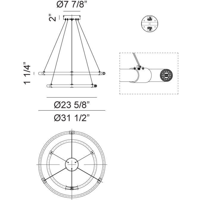 Inkara LED 31.5 inch Matte Black Pendant Ceiling Light