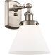 Ballston Large Cone 1 Light 8 inch Brushed Satin Nickel Sconce Wall Light in Matte White Glass, Ballston