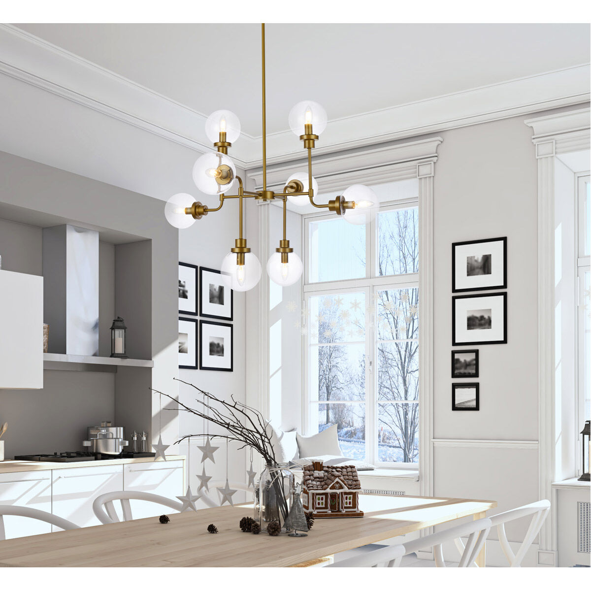 Hanson 8 Light 36 inch Brass Pendant Ceiling Light