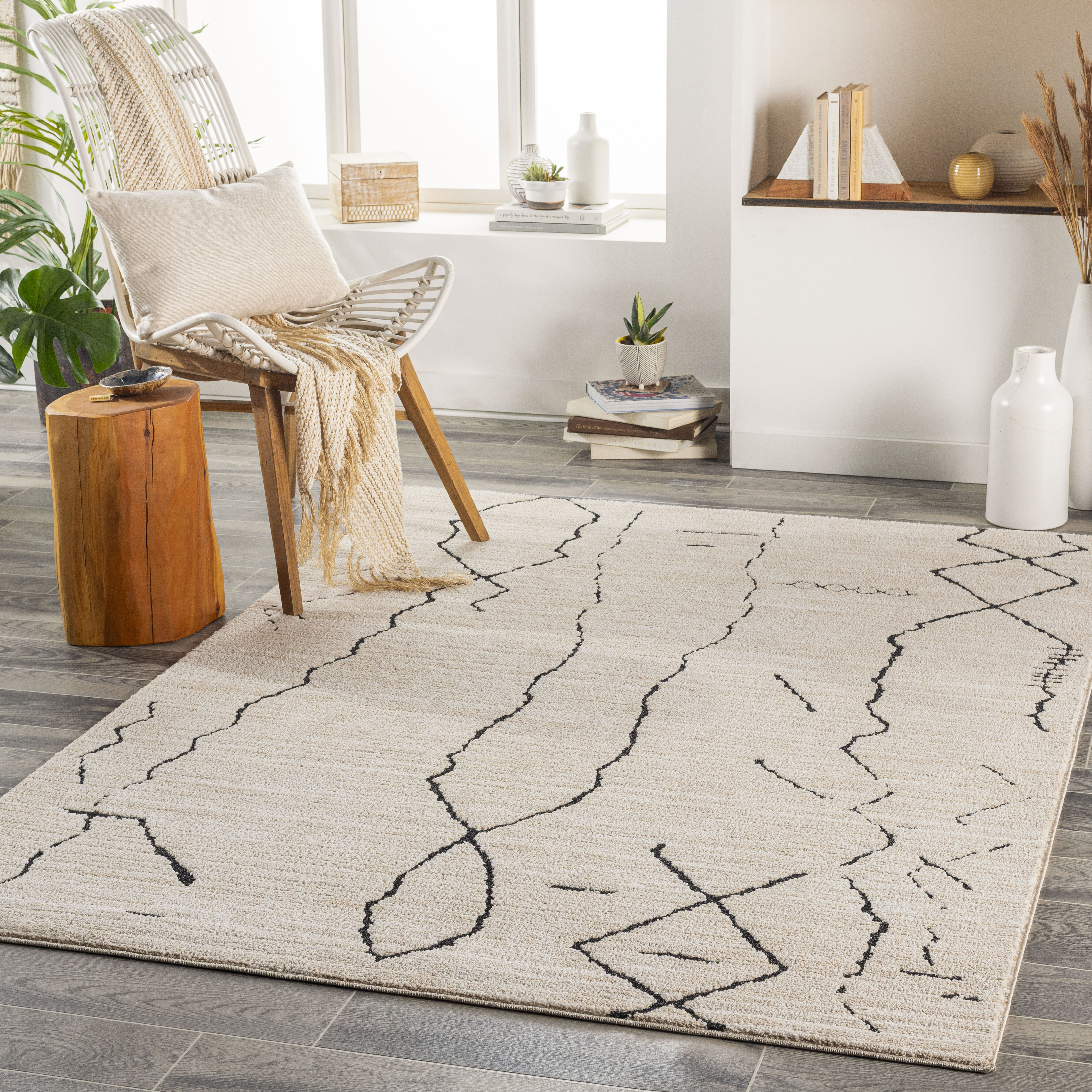 Cozy 84 X 63 inch Light Grey Rug, Rectangle
