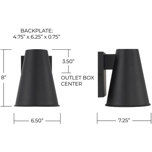 Yardley 1 Light 8 inch Black Outdoor Wall Lantern