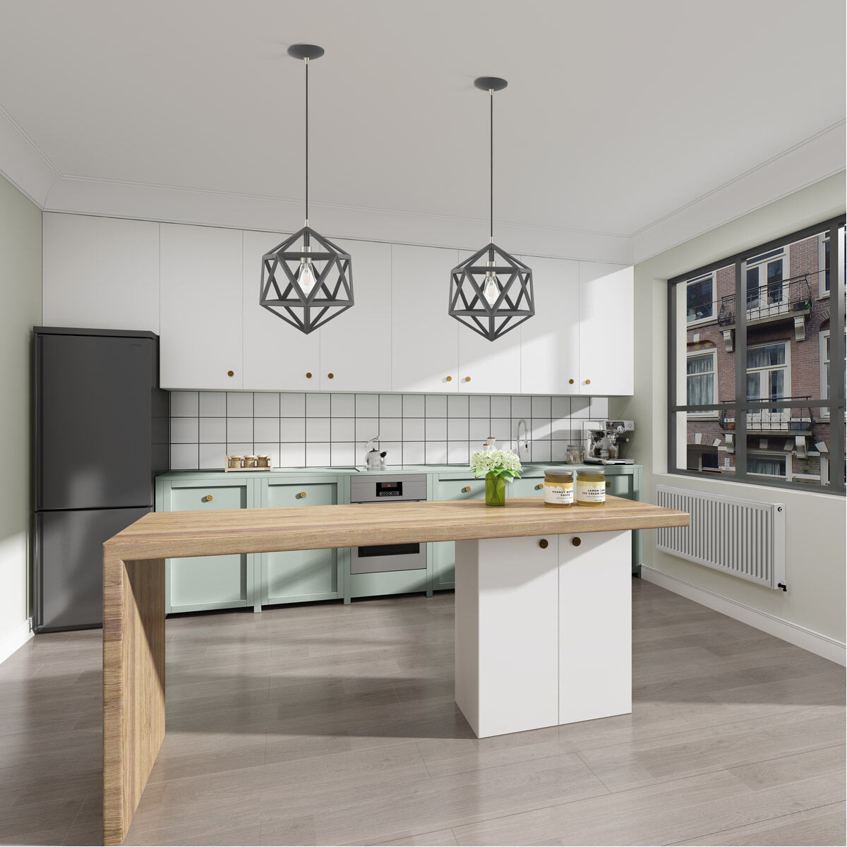 Geometric 1 Light 13 inch Scandinavian Gray Mini Pendant Ceiling Light