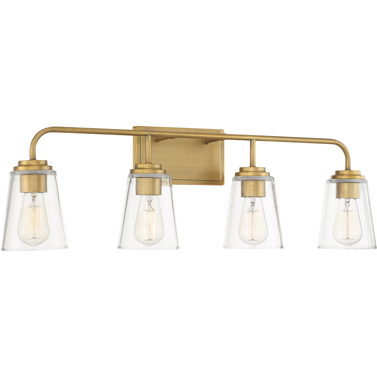 Transitional 4 Light 32 inch Natural Brass Bathroom Vanity Light Wall Light