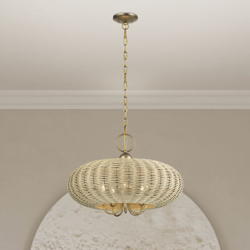 Summervine 5 Light 22 inch Antique Gold Leaf Pendant Chandelier Ceiling Light