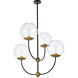 Lennon 4 Light 32 inch Black and Brass Pendant Ceiling Light