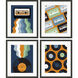 Entertainment Blue and Black and Orange and Multi Framed Art