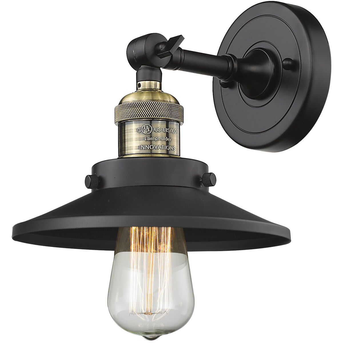 Franklin Restoration Railroad 1 Light 8 inch Black Antique Brass Semi-Flush Mount Ceiling Light, Franklin Restoration