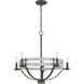 Brig 5 Light 5 inch Natural Wood and Iron Chandelier Ceiling Light