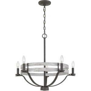 Brig 5 Light 5 inch Natural Wood and Iron Chandelier Ceiling Light