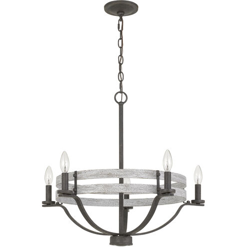 Brig 5 Light 5 inch Natural Wood and Iron Chandelier Ceiling Light