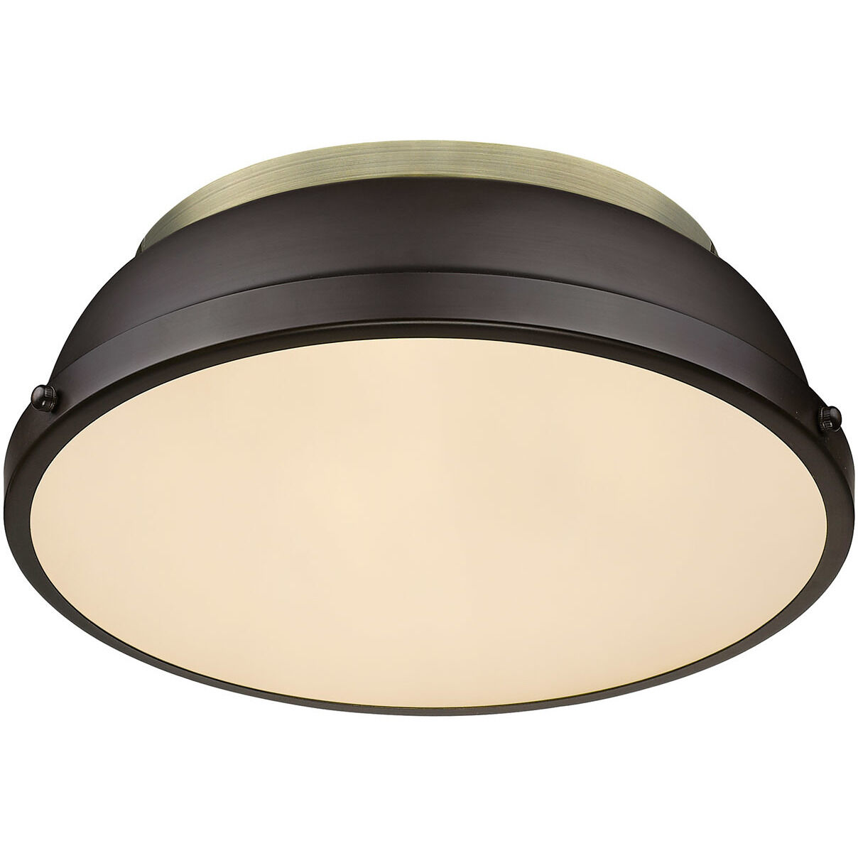 Yep Duncan 2 Light 14 inch Aged Brass Flush Mount Ceiling Light in Rubbed Bronze, Damp