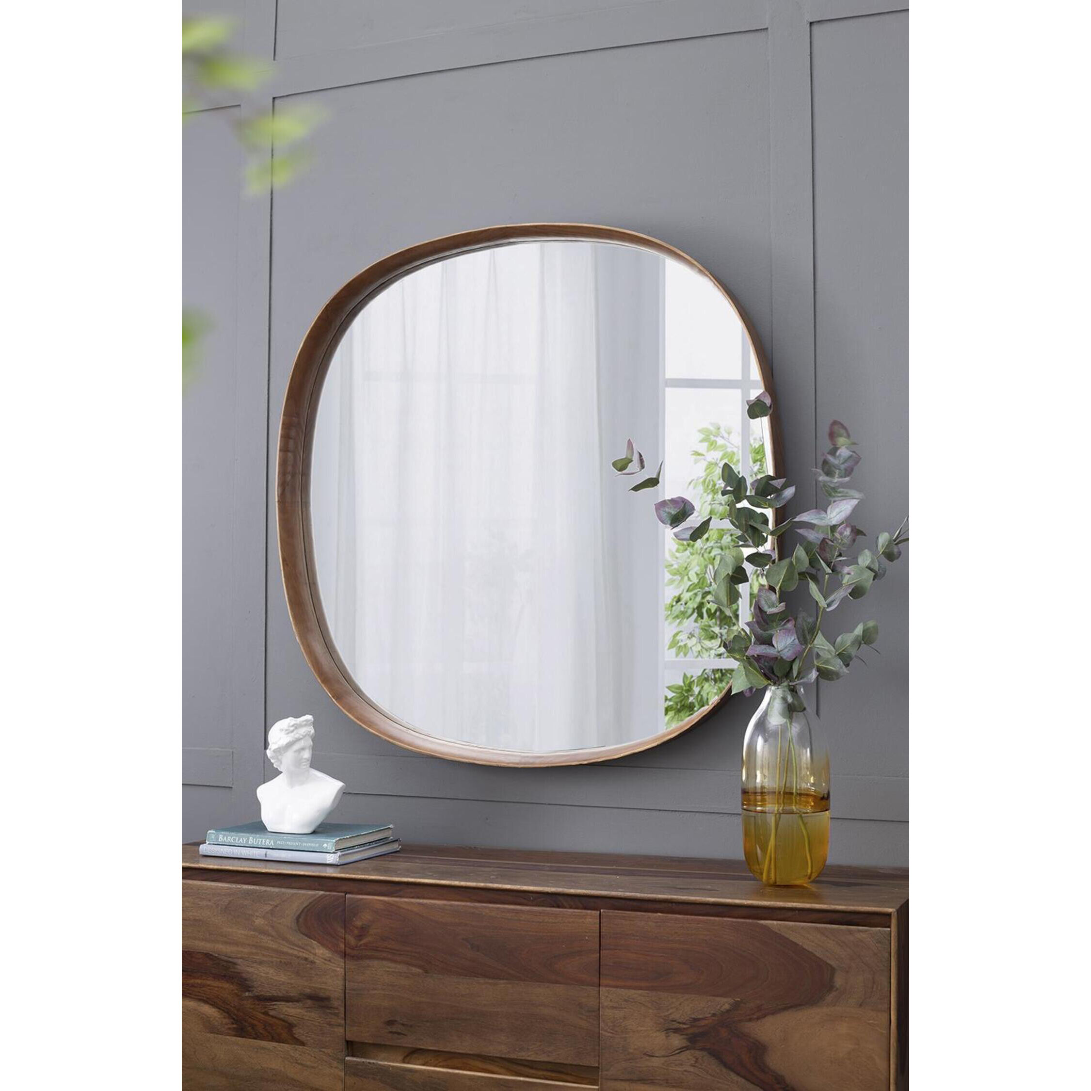 A&B Home 83231-DS Wayne 42.1 X 41.3 inch Brown Wall Mirror