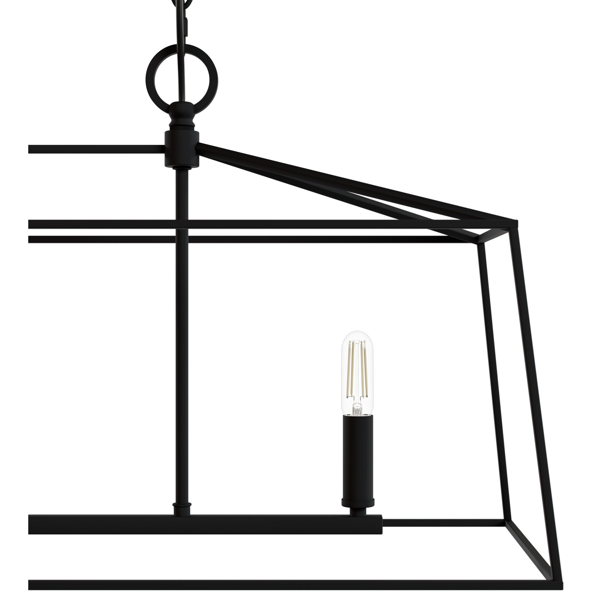 Fair Oaks 4 Light 40 inch Flat Matte Black Linear Chandelier Ceiling Light, Medium