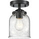 Nouveau Small Bell 1 Light 5 inch Oil Rubbed Bronze Semi-Flush Mount Ceiling Light in Seedy Glass, Nouveau