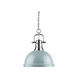 Duncan 1 Light 14 inch Chrome Pendant Ceiling Light in Seafoam, Large