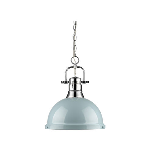 Duncan 1 Light 14 inch Chrome Pendant Ceiling Light in Seafoam, Large