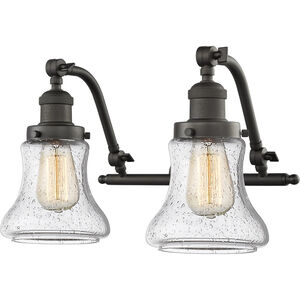 Franklin Restoration Bellmont 2 Light 18 inch Oil Rubbed Bronze Bath Vanity Light Wall Light in Seedy Glass, Franklin Restoration