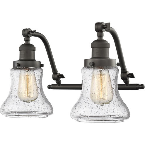 Franklin Restoration Bellmont 2 Light 18 inch Oil Rubbed Bronze Bath Vanity Light Wall Light in Seedy Glass, Franklin Restoration