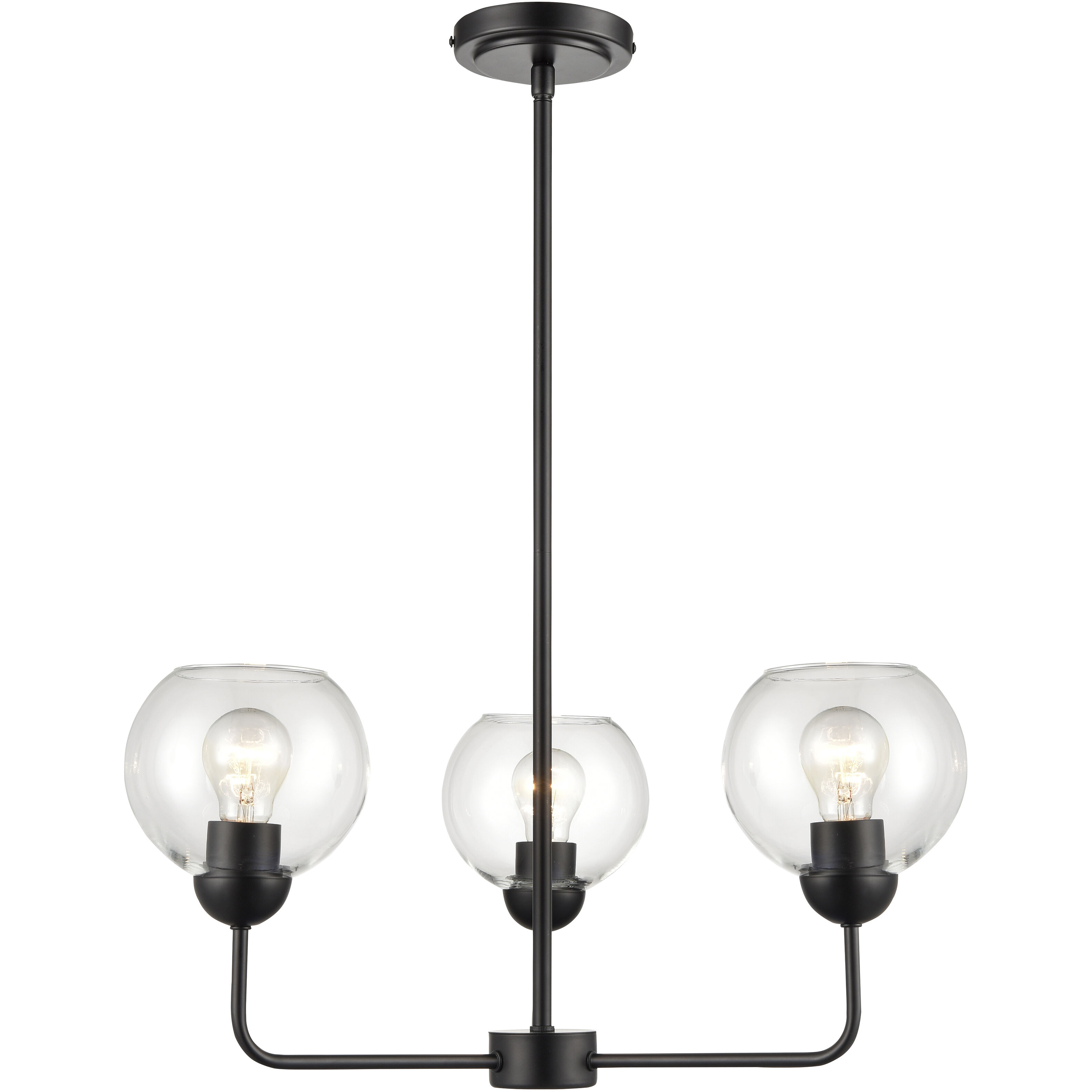 Boman 3 Light 23 inch Matte Black Chandelier Ceiling Light