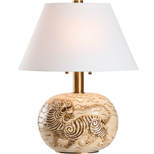 Tibetan Tiger 21 inch 1.00 watt White/Cream Table Lamp Portable Light