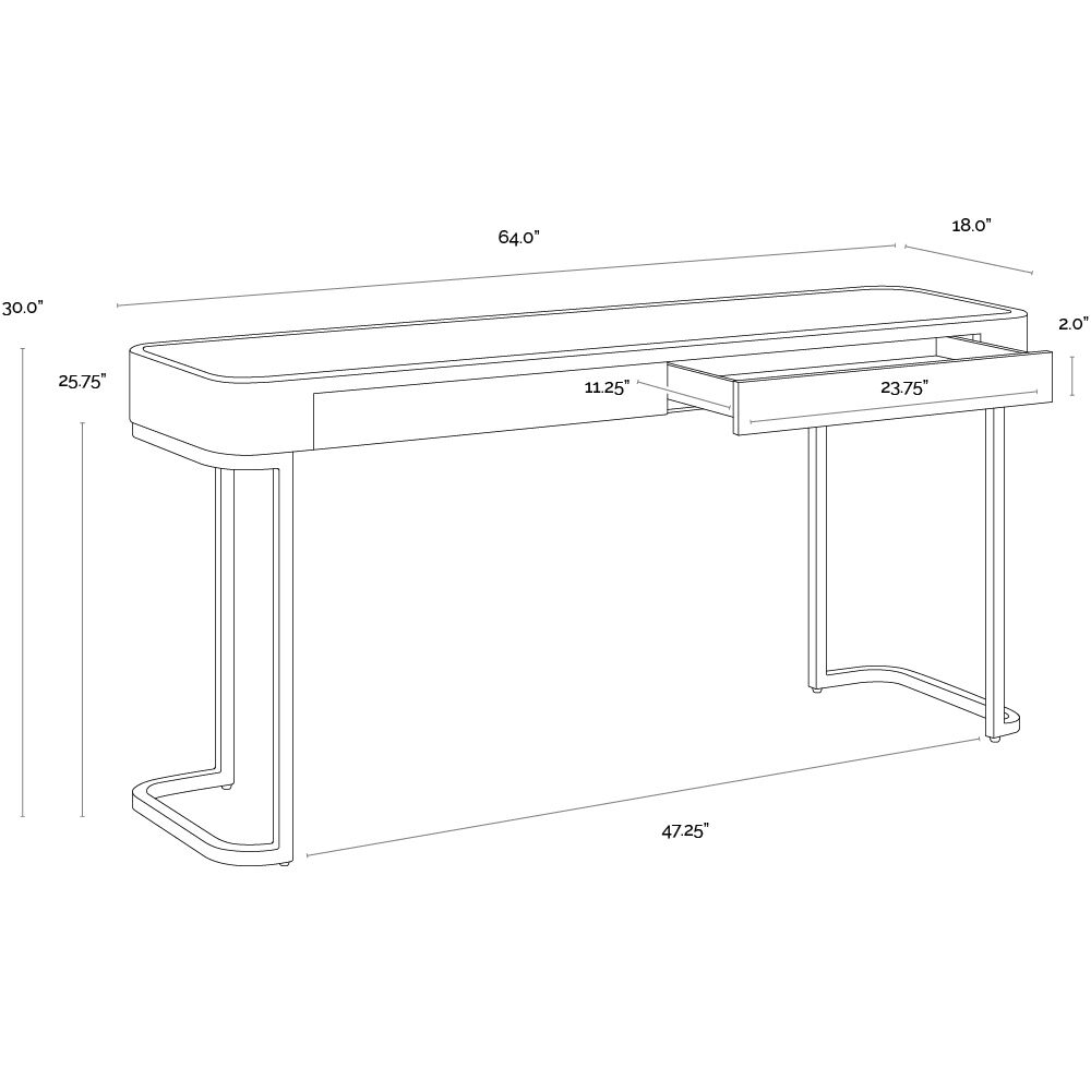 Jamille 64 X 18 inch Cream Console Table