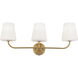 Eleanor 3 Light 26 inch Aged Brass with White Vanity Light Wall Light