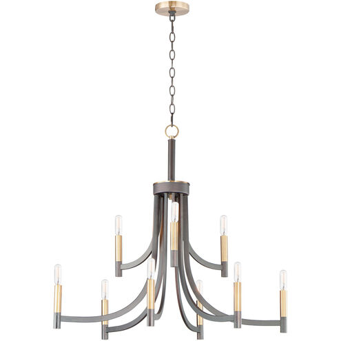 Lyndon 9 Light 32 inch Bronze/Antique Brass Chandelier Ceiling Light in Bronze and Antique Brass