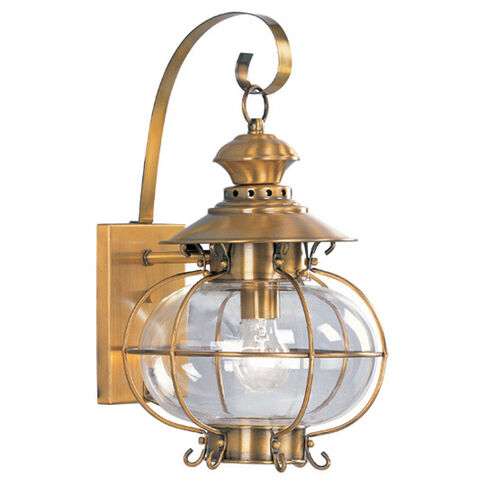 Harbor 1 Light 18 inch Flemish Brass Outdoor Wall Lantern