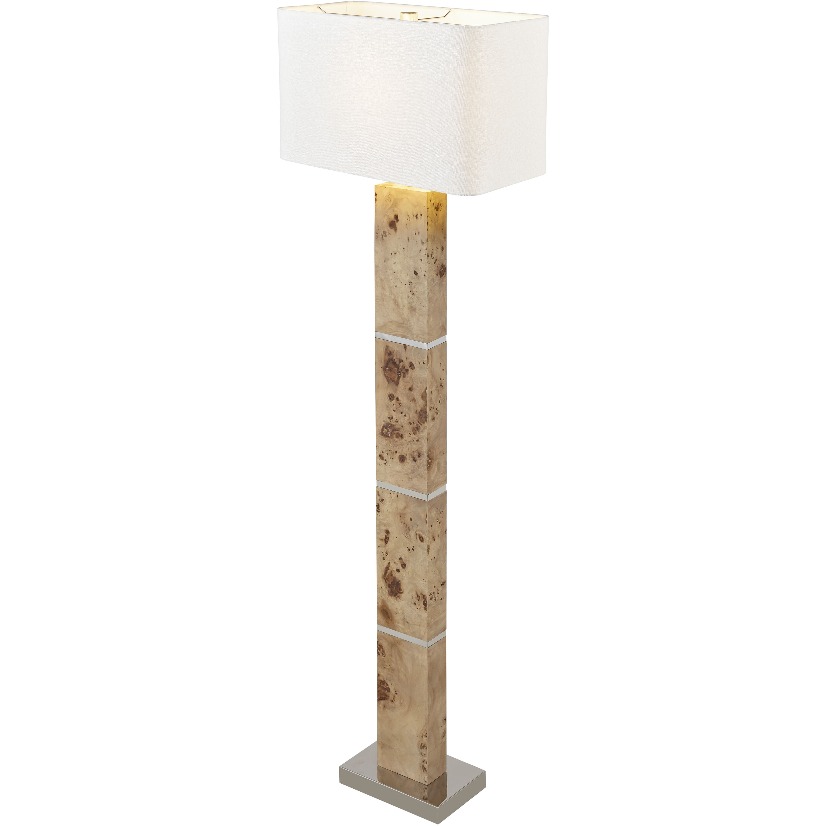 Cahill 63 inch 150 watt Natural Burl with Polished Nickel Floor Lamp Portable Light