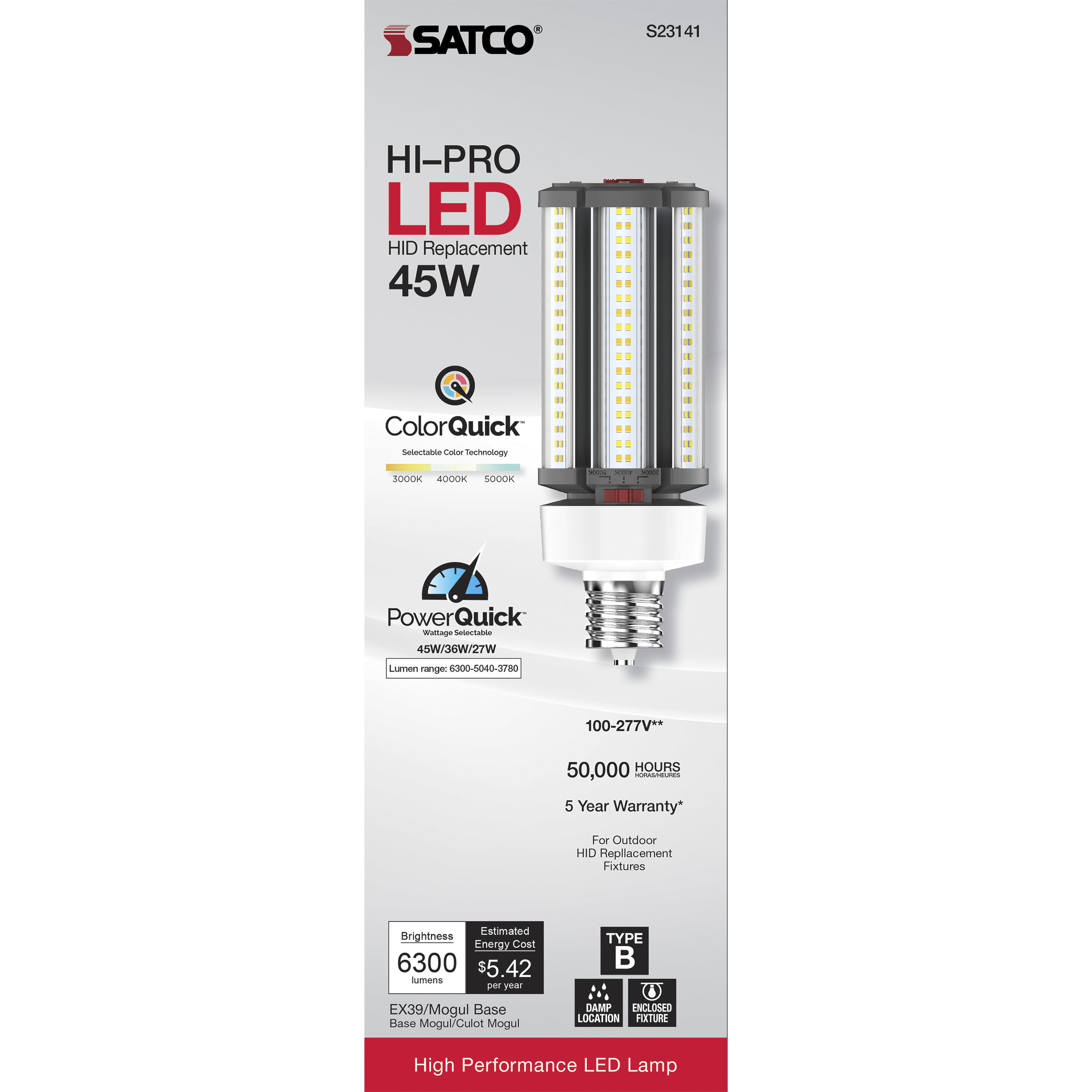 Hi-Pro LED LED 45.00 watt 3000K HID Replacements