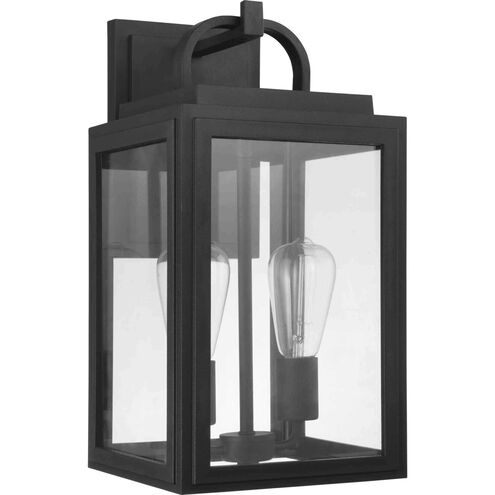 Grandbury 2 Light 17 inch Textured Black Outdoor Wall Lantern, with DURASHIELD, Medium