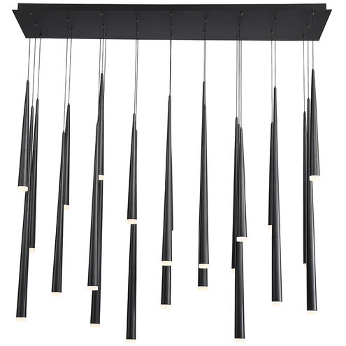Cascade LED 12 inch Black Multi-Light Pendant Ceiling Light in 23, Linear, 28in.