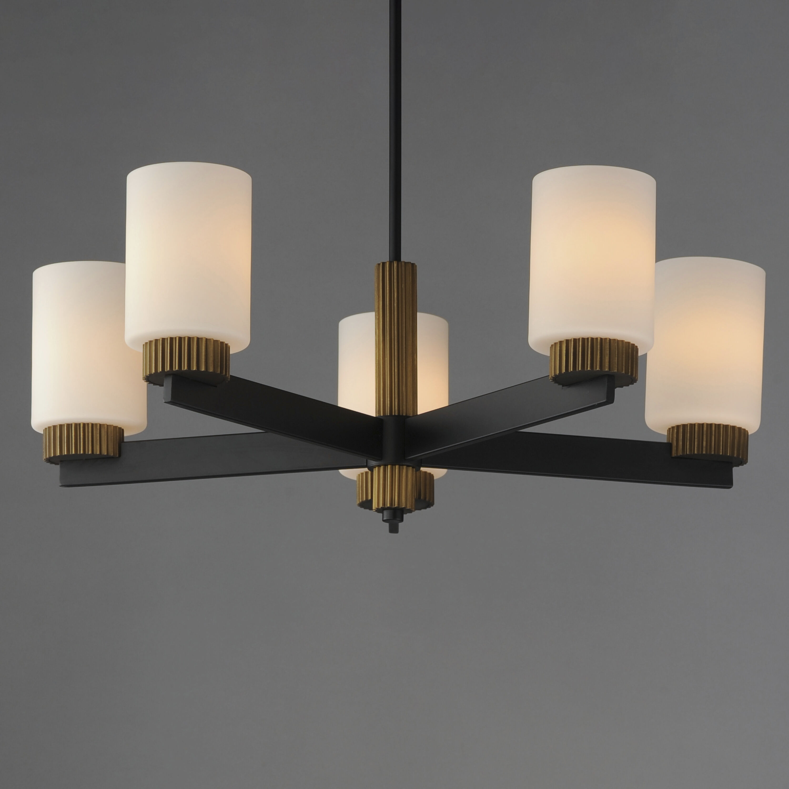 Ruffles 5 Light 30.25 inch Black and Antique Brass Single-Tier Chandelier Ceiling Light