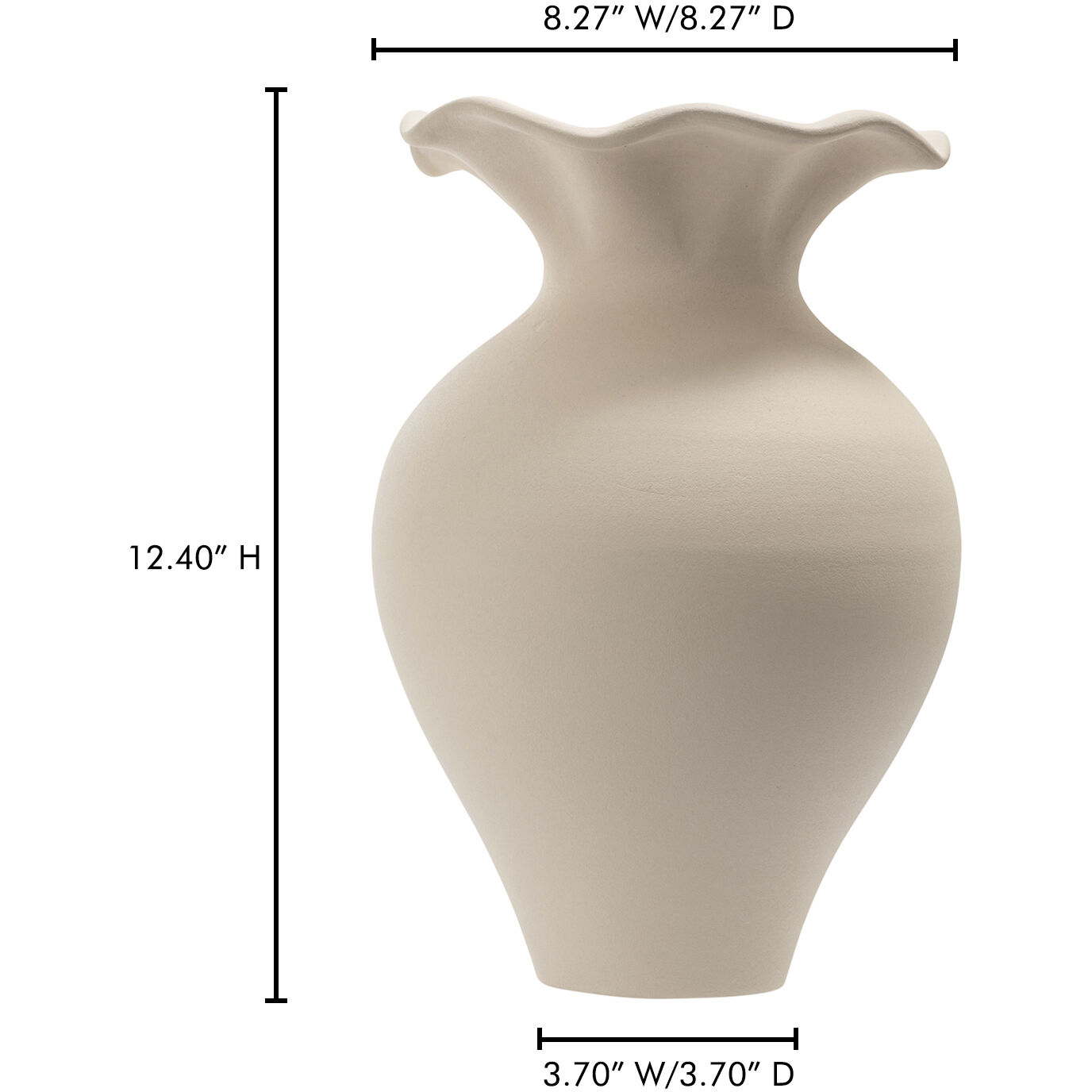 Ruffle 12.4 X 8.27 inch Vase in Beige