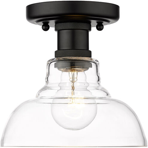 Carver 1 Light 8 inch Matte Black Flush Mount Ceiling Light in Clear Glass