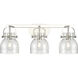 Pilaster II Bell 3 Light 26.5 inch Polished Nickel Bath Vanity Light Wall Light in Seedy Glass