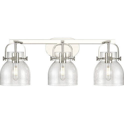 Pilaster II Bell 3 Light 26.5 inch Polished Nickel Bath Vanity Light Wall Light in Seedy Glass