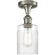 Edison Hadley 1 Light 4.5 inch Brushed Satin Nickel Semi-Flush Mount Ceiling Light in Clear Glass