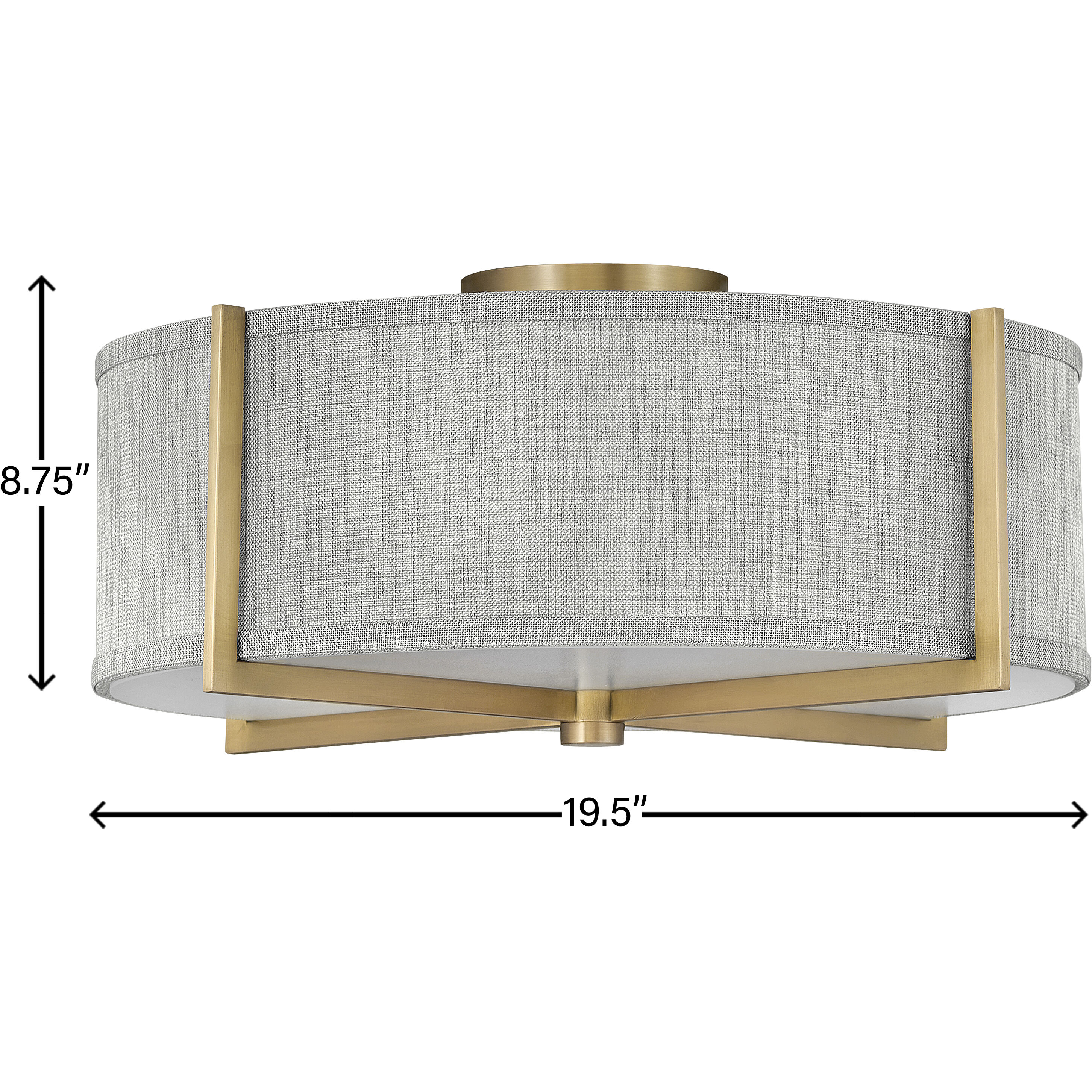 Galerie Axis 3 Light 19.5 inch Heritage Brass Indoor Semi-Flush Mount Ceiling Light