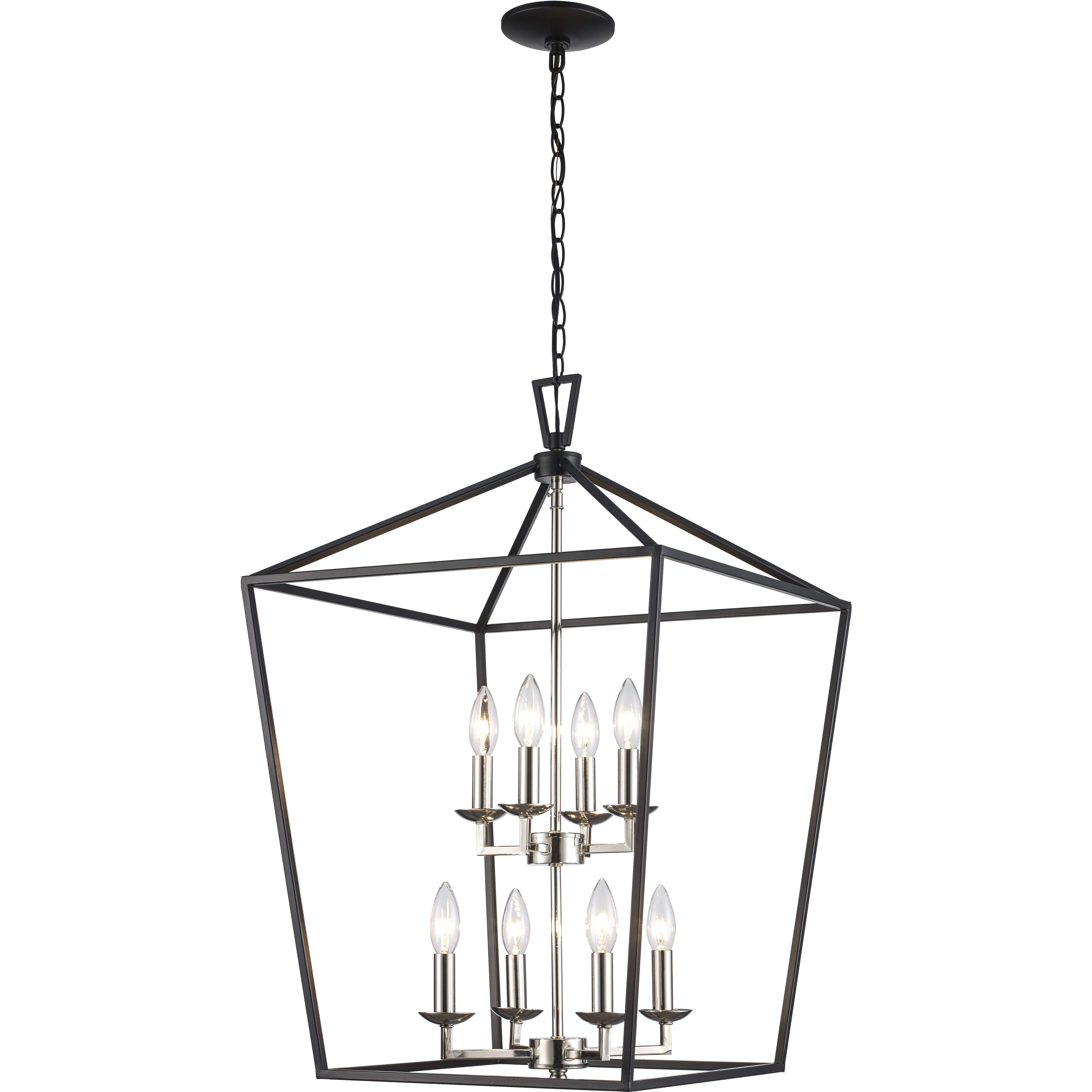 Lacey 8 Light 19 inch Polished Chrome and Black Pendant Ceiling Light