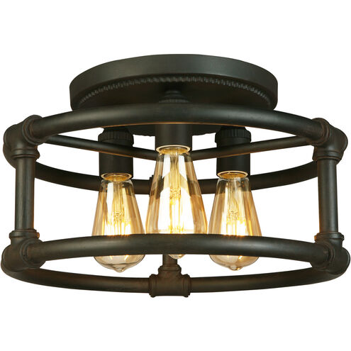 Wymer 3 Light 15 inch Matte Bronze Semi Flush Mount Ceiling Light