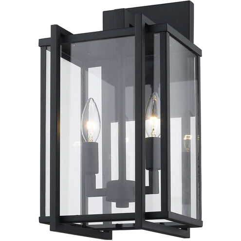 Tribeca 2 Light 16 inch Natural Black Outdoor Wall Mount in Clear Glass