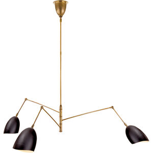 AERIN Sommerard 3 Light 62 inch Hand-Rubbed Antique Brass and Black Triple Arm Chandelier Ceiling Light, Large